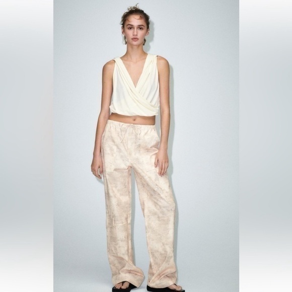 Zara Small Cargo Pants Printed High Waisted Pockets Baggy Y2K‎ Style - Picture 14 of 14